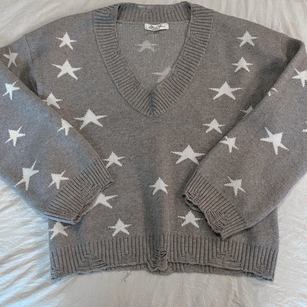 cloud ten grey and white star sweater